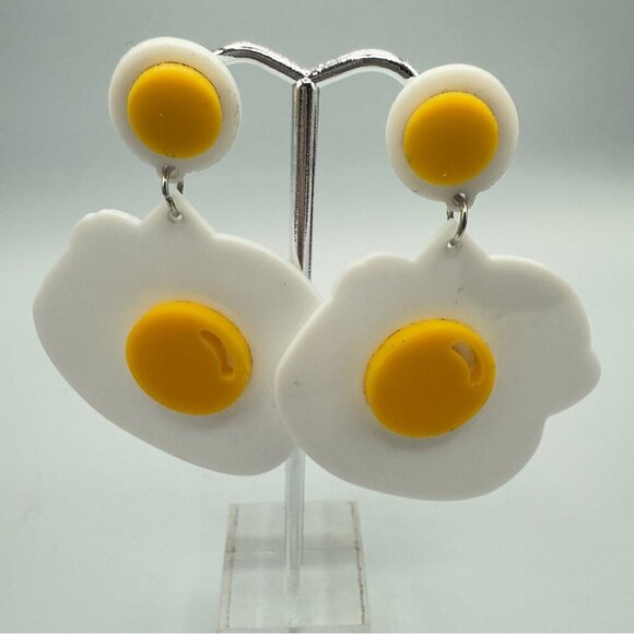 Fried Egg Earrings - Pierced Acrylic Earrings - Picture 7 of 8